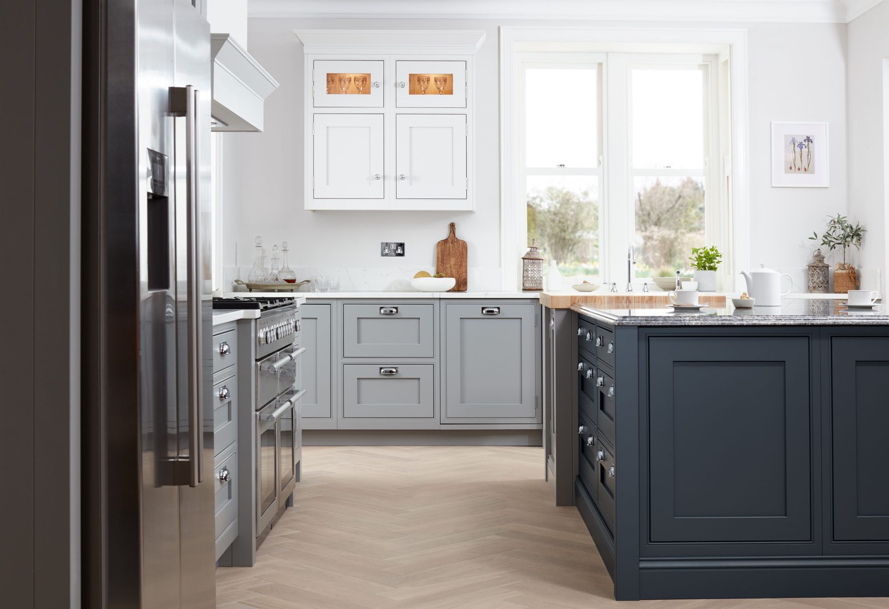 Bespoke navy shaker kitchen with island by Limitless Kitchens & Furniture