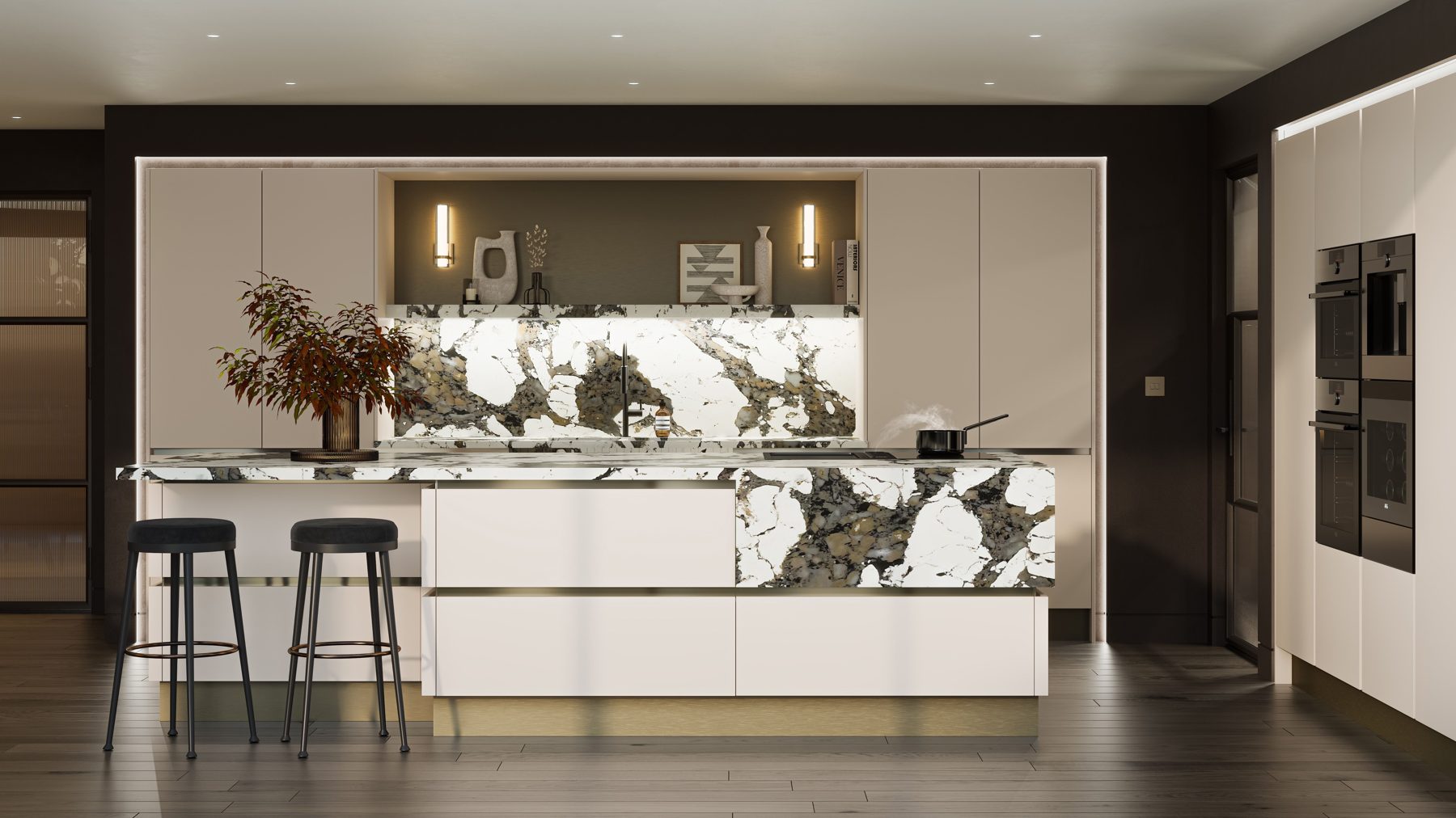 Bespoke handleless kitchen with island
