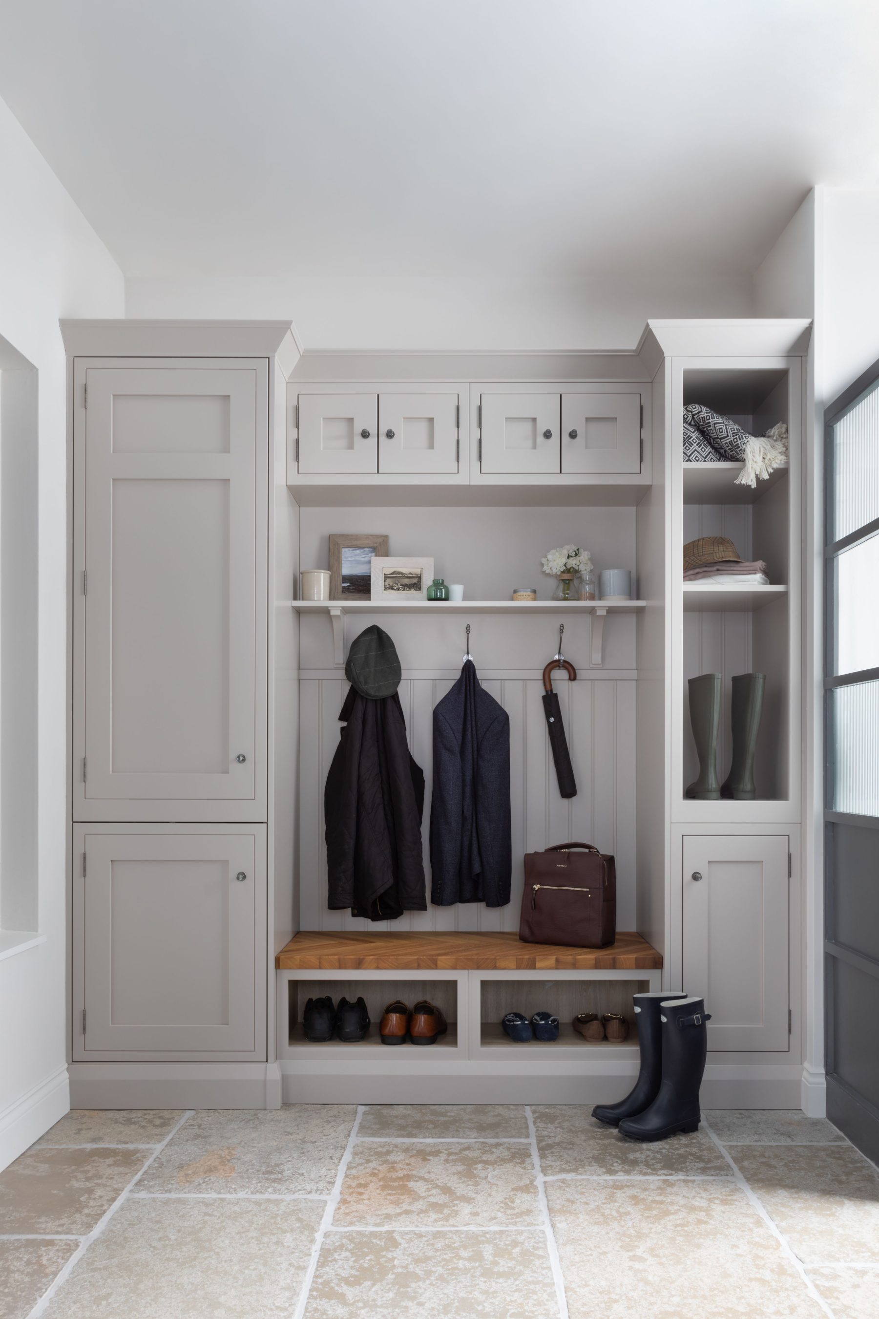Fitted boot room with coat and shoe storage