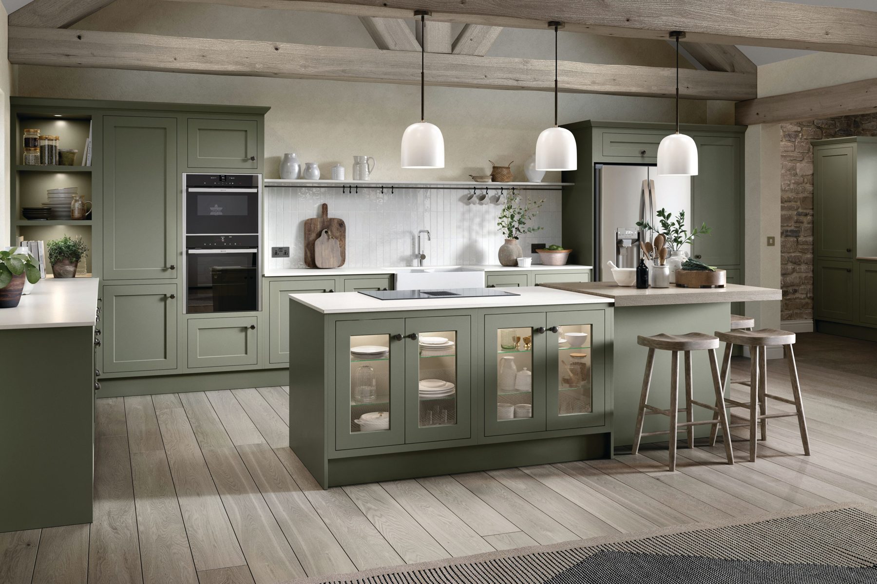 Sage green modern shaker kitchen by Limitless Kitchens & Furniture