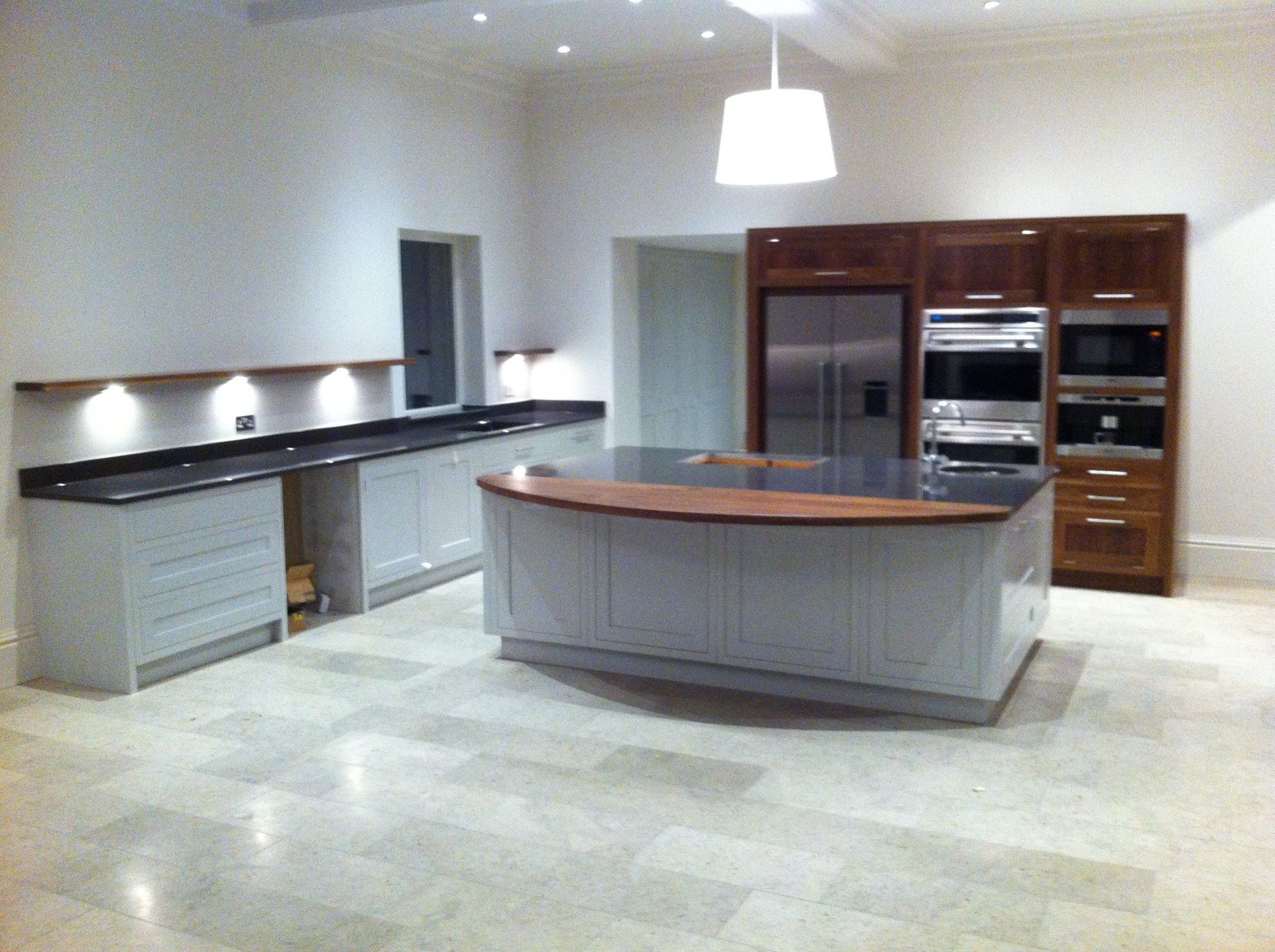 Bespoke inframe kitchen with black walnut topped island