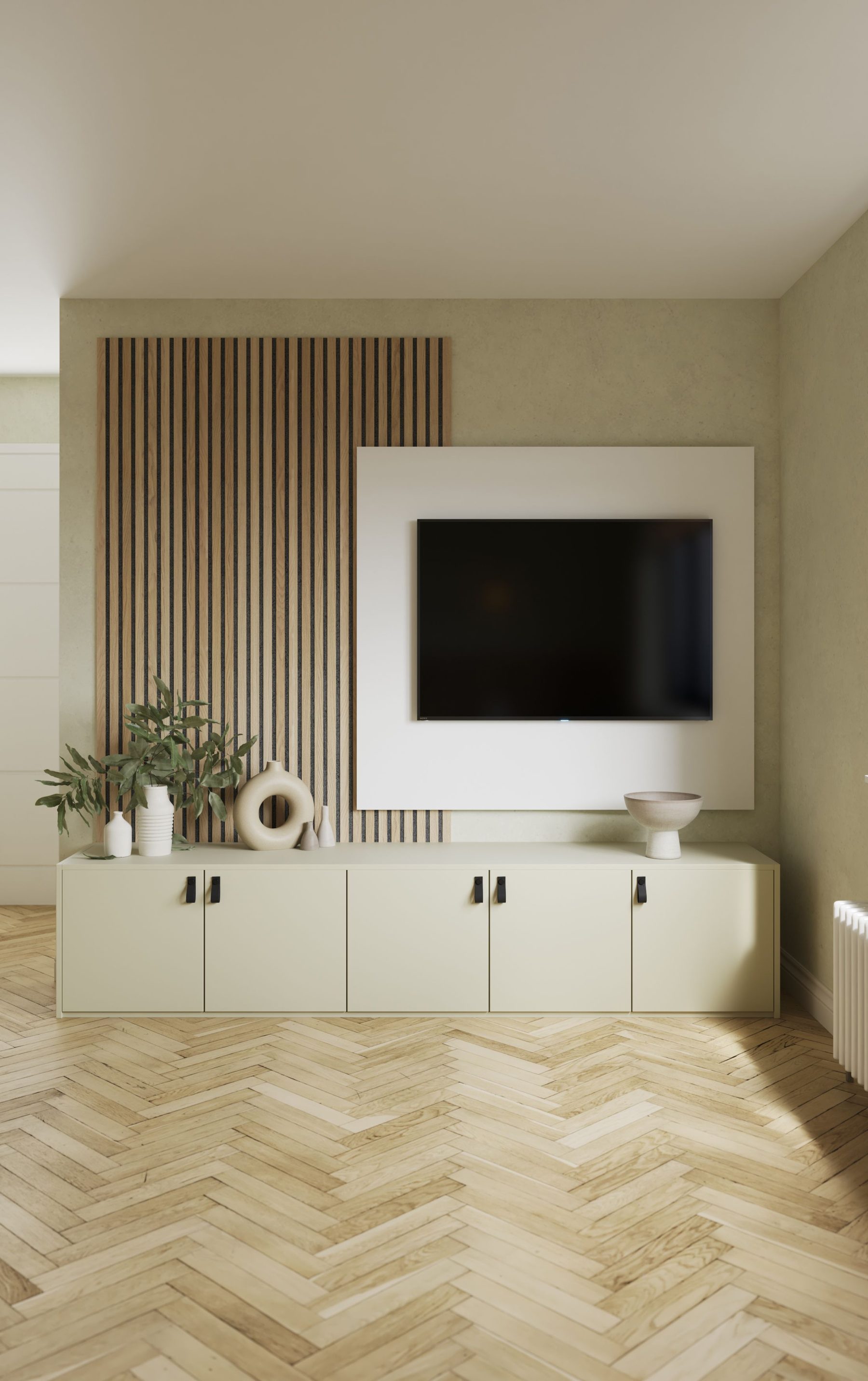Bespoke media wall and living-room storage
